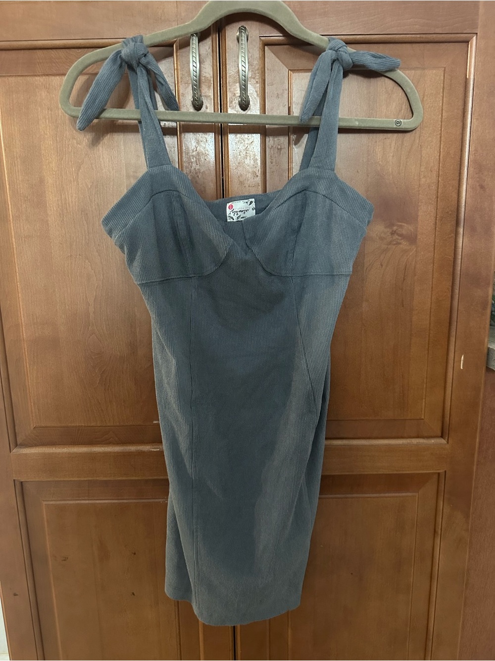 Free People Gray Tie-Shoulder Mini Dress